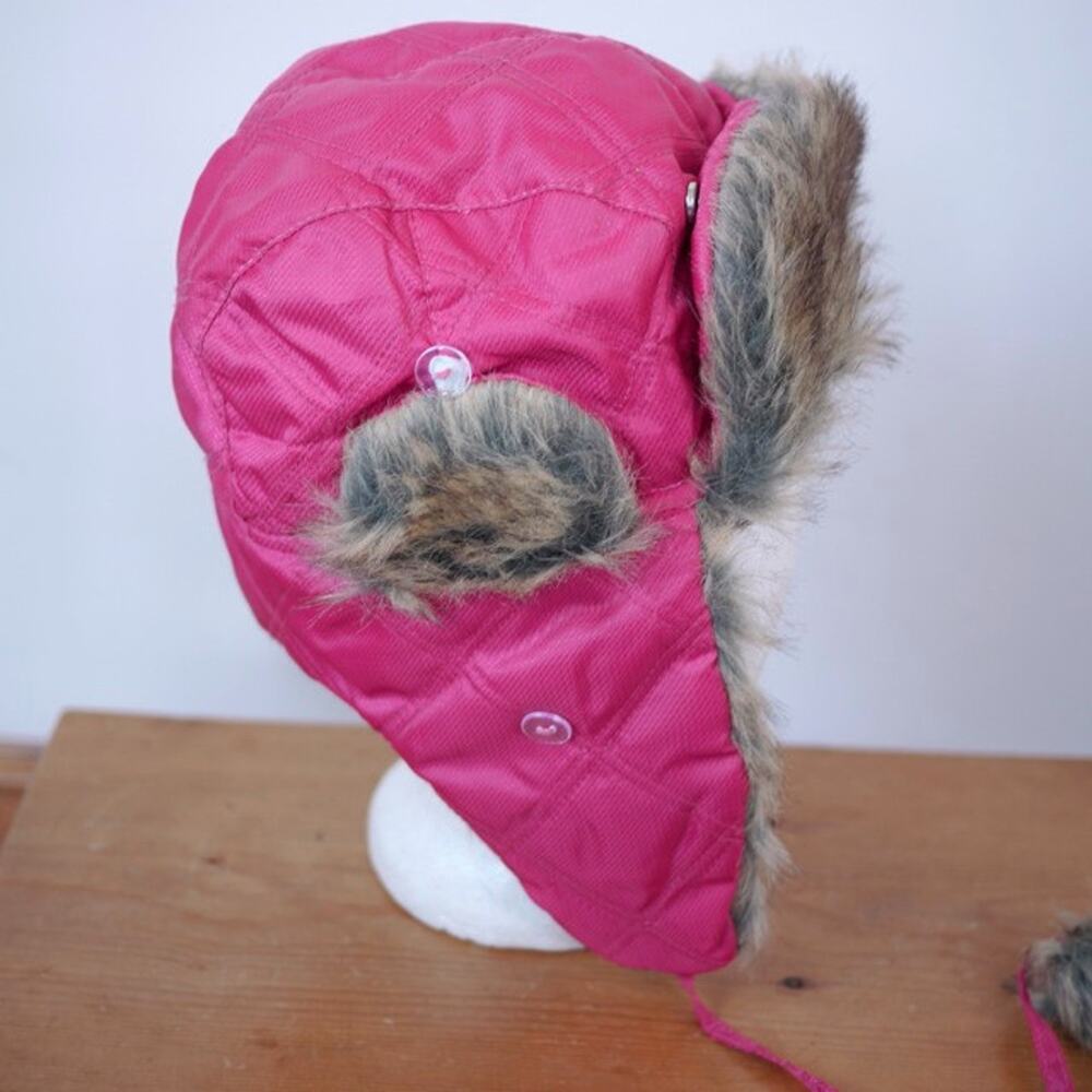 Target Pink Quilted Faux Fur Aviator Cossack Pilot Women Hunting Trapper Hat S-M